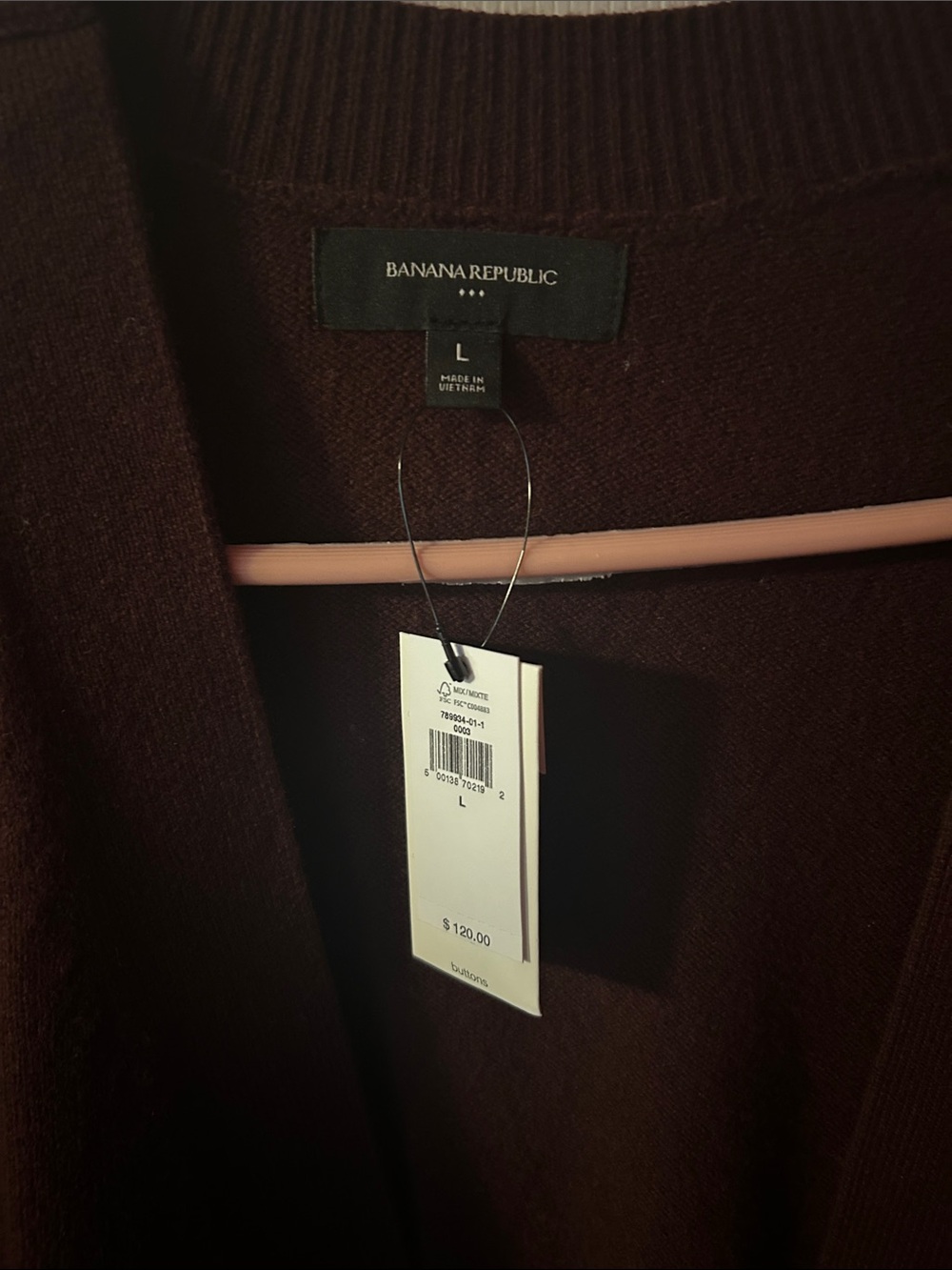 Banana Republic Women's Dark Maroon Button Cardigan - Picture 3 of 10